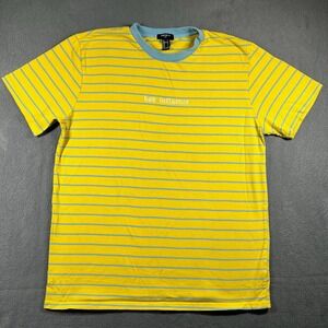 Forever‎ 21 Striped T-Shirt Bad Influence Graphic Tee Yellow Blue Large